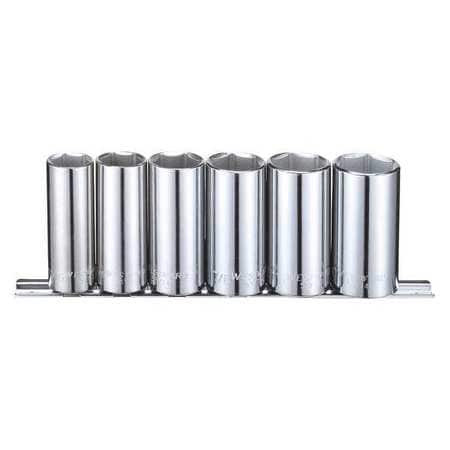 WESTWARD 53PN40 SOCKET SET 3/8 SAE CHROME 6PCS