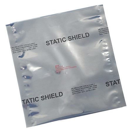 SCS 8172.2520 STATIC SHIELDING BAG,SILVER,20" W,PK100