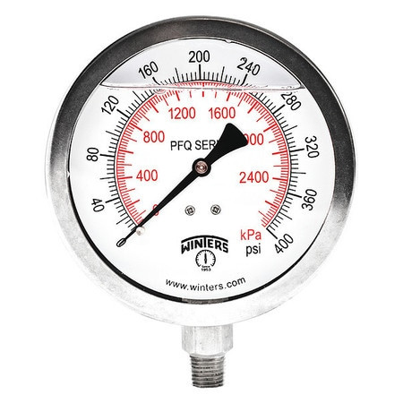 WINTERS INSTRUMENTS PFQ775-DRY PRESSURE GAUGE 4 DIAL SIZE SILVER