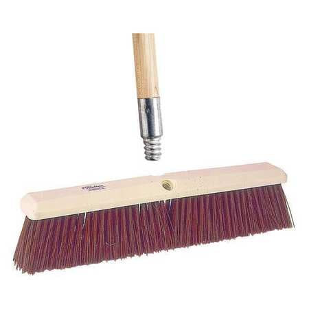 TOUGH 59JM43 PUSH BROOM HEAD AND HANDLE 18 BROWN