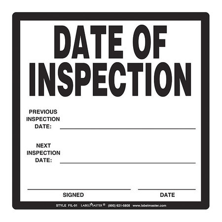 LABELMASTER FIL-91 DATE OF INSPECTION LABEL,PK25