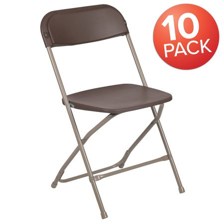 FLASH FURNITURE 10-LE-L-3-BROWN-GG BROWN PLASTIC FOLDING CHAIR PK10