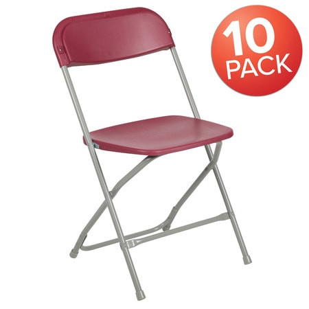 FLASH FURNITURE 10-LE-L-3-RED-GG RED PLASTIC FOLDING CHAIR PK10