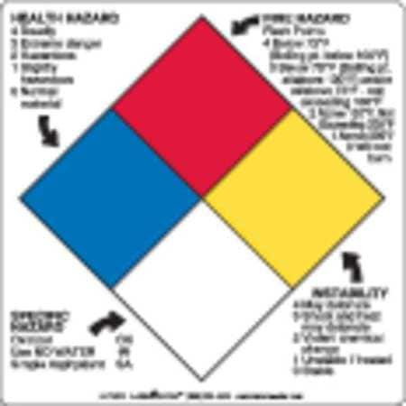 LABELMASTER H-V100R NFPA STANDARD LABEL 8 X8 VINYL PK250