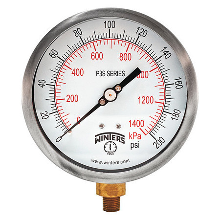 WINTERS INSTRUMENTS P3S6013-MAXI45 PRESSURE GAUGE 4-1/2 DIAL SIZE BLACK