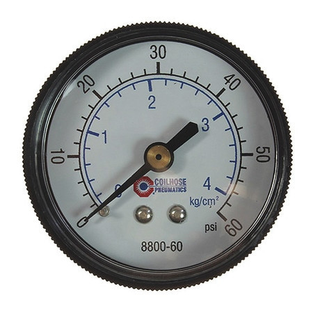 COILHOSE PNEUMATICS CO 8800-60 DIAL GAUGE,1/4 BACK MOUNT,0-60PSI,2"