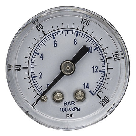PIC GAUGES 102D-158G AIR GAUGE 1-1/2 0/200PSI 1/8 BACK MOUNT