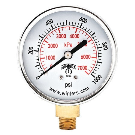 WINTERS INSTRUMENTS PEM290 PRESSURE GAUGE 2-1/2 DIAL SIZE BLACK