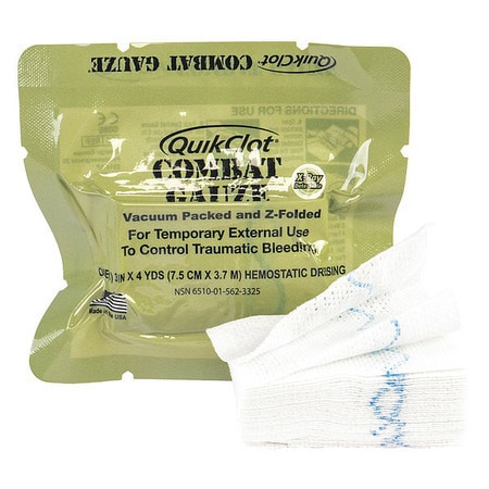 QUIKCLOT 30-0039 COMBAT GAUZE,4 YD. L,3" W,STERILE