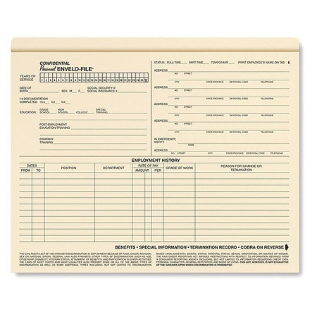 COMPLYRIGHT A0717 EMPLOYEE ENVELO-FILE STANDARD PK25
