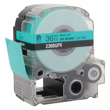 LABELWORKS PX 236BGPX BLACK INK/GREEN TAPE 1-1/2 W