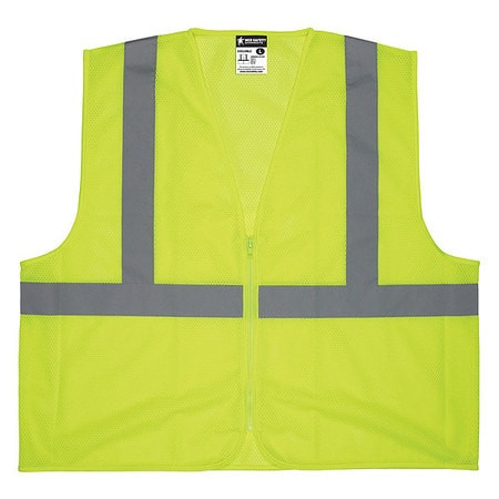 MCR SAFETY V2CL2MLZX3 CLASS 2 MESH LIME SAFETY VEST