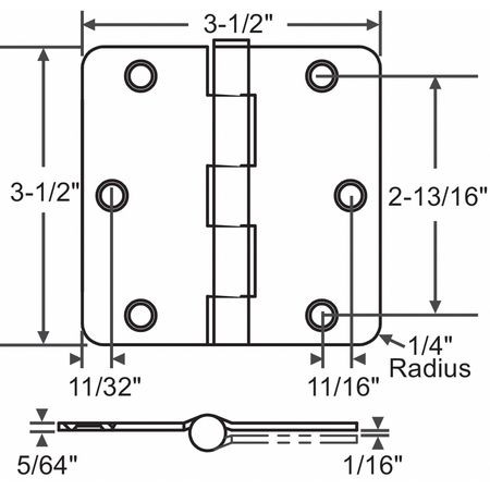 GRAINGER GLOBAL SOURCING 56-261SBRS BUTT HINGE STEEL 100.0 LB LOAD CAP. PR