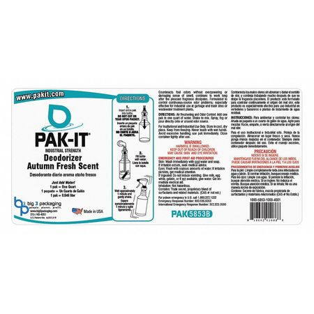 PAKIT PAK5853L-12 SPRAY BOTTLE LABEL AUTUMN DEODORIZER