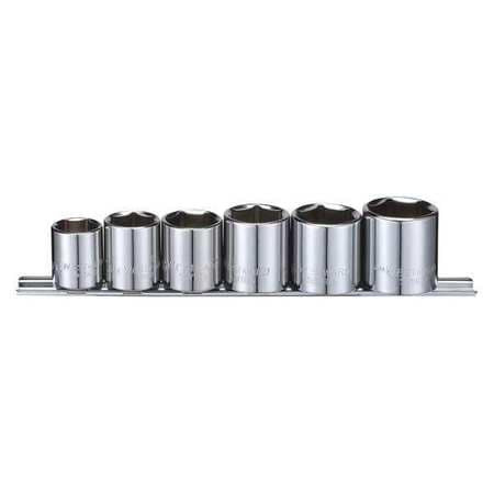 WESTWARD 53PN38 SOCKET SET 3/8 SAE CHROME 6PCS