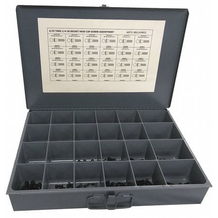 GRAINGER GLOBAL SOURCING JBDL24JMR25 SOCKET CAP SCREW ASSORTMENT 600 PCS.