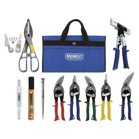 MIDWEST ENTERPRISE MWT-BULDKIT03 PLATINUM ROOFING/SIDING TOOL KIT,11 PCS.