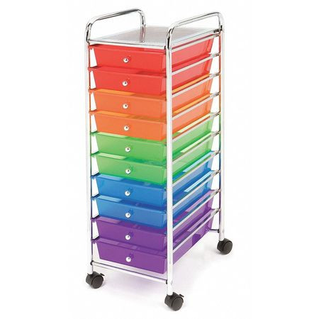 SEVILLE CLASSICS SHE16218B ORGANIZER CART,10-DRAWER,TRANSLUCENT MU