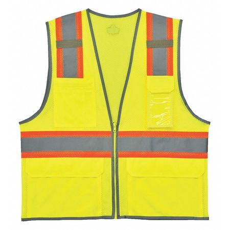 GLOWEAR 8246Z-LIME 4XL/5XL TWO TONE MESH SAFETY VEST LIME 4XL/5XL