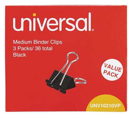 UNIVERSAL ONE UNV10210-PK36 BINDER CLIP STEEL 1-1/4IN. SIZE PK36