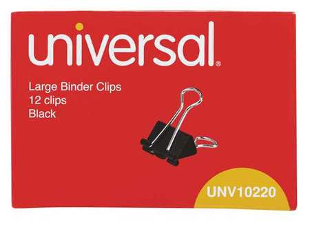 UNIVERSAL ONE UNV10220-PK12 BINDER CLIP STEEL 2IN. SIZE PK12