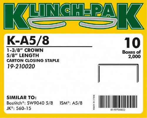 KLINCH-PAK K-A-5/8 5/8" LONG X 1-3/8" WIDE, 0 GAUGE WIDE CR