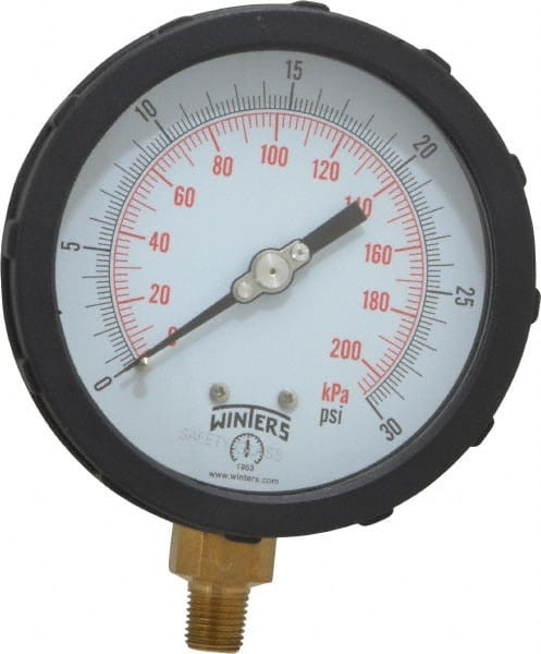 WINTERS PCC602C3Y4SGC 4" DIAL, 1/4 THREAD, 0-30 SCALE RANGE, P