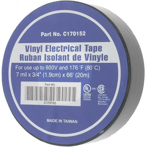 VALUE COLLECTION C170152 3/4" X 66' X 7 MIL BLACK VINYL ELECTRICA
