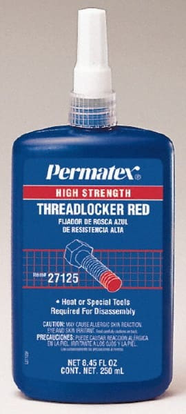 PERMATEX 27125 THREADLOCKER,HIGH STRENGTH,250ML BTL,RED