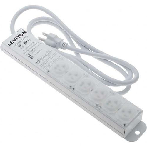 LEVITON 5306M-2S7 OUTLET STRIP,20 A,7 FT CORD L,6 OUTLETS