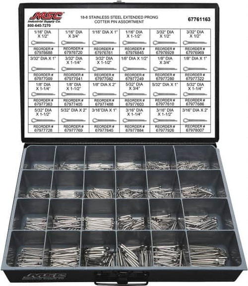 VALUE COLLECTION 67761163 1,250 PIECE, 1/16 TO 3/16" PIN DIAM, EXT