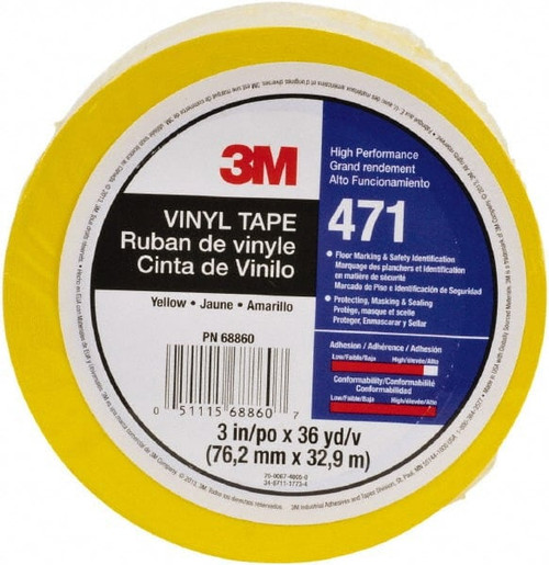 3M 7100044646 3M(TM) VINYL TAPE 471 YELLOW, 1/2 IN X 3