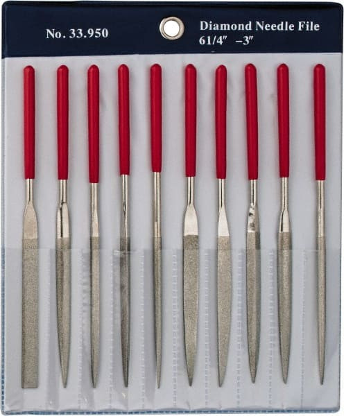 GROBET 33.950 10 PIECE DIAMOND PATTERN FILE SET
