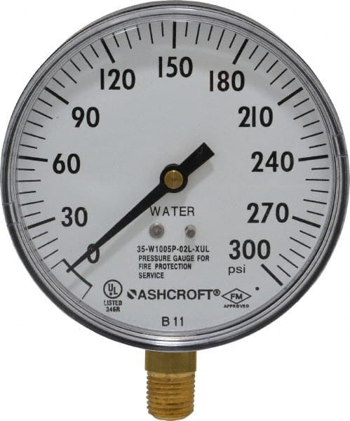 ASHCROFT 662876002665 3-1/2" DIAL, 1/4 THREAD, 0-300 SCALE RAN