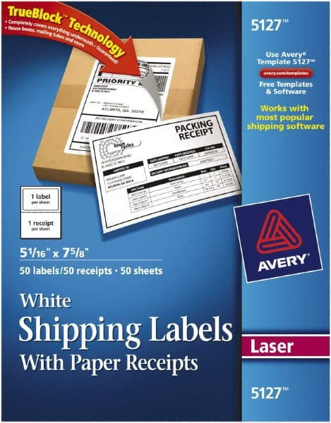 AVERY 05127 SHIPPINGLABELSW/PAPERRECEIPTS,PK50