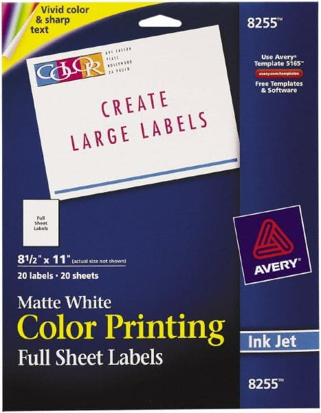 AVERY 08255 WHITESHIPPINGLABELS,PK20