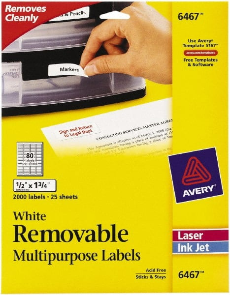AVERY 06467 REMOVABLEIDLABELS,PK2000