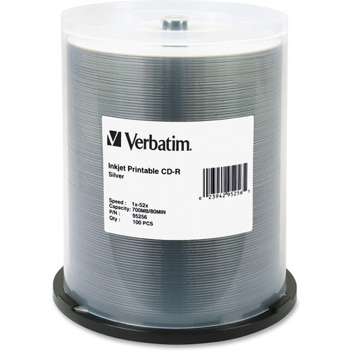 VERBATIM 95256 CD-R,VERBATIM SILV PRT 100PK