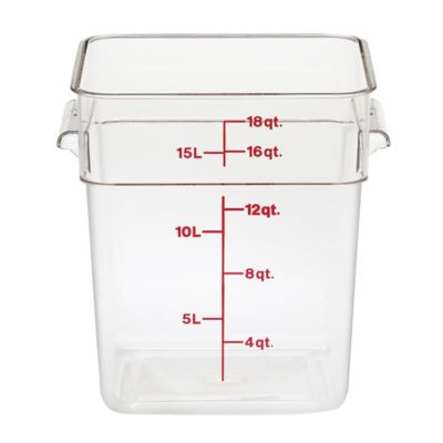 CAMBRO MANUFACTURING 18SFSCW135 CONT FOOD 18 QT SQ POLY CLR