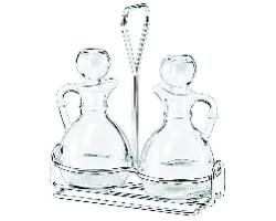 LIBBEY INC. 80371 CRUET SET IN CHROME STAND 3 PCS