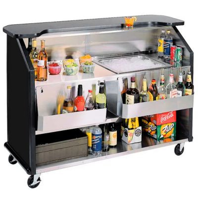 LAKESIDE 887B BAR,PORTABLE,63.5",BLK LAMINATE OVER S/S
