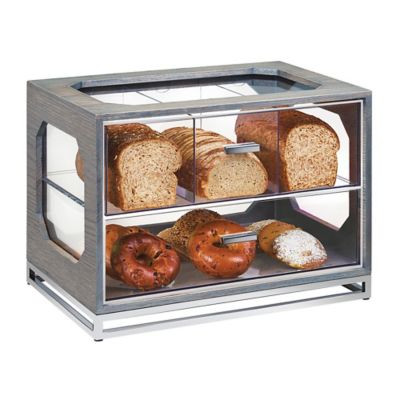 CAL-MIL PLASTIC PRODUCTS,INC. 3820-83 CASE,DISPLAY,BREAD,2-TIER,ASHWOOD,GRAY