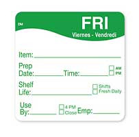 DAYMARK FOOD SAFETY SYSTEMS 1122135 LABEL 2X2 DISSOLVE FRI 250/RL