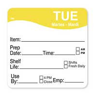 DAYMARK FOOD SAFETY SYSTEMS 1122132 LABEL 2X2 DISSOLVE TUE 250/RL
