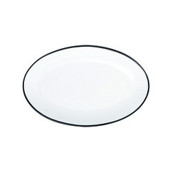 LIFETIME PRODUCTS 5260391 PLATTER OVAL 9-5/6" BISTRO BLK PORC WHT