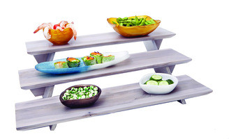 STEELITE INTERNATIONAL DWRISERS3WDGW SET RISER 3-TIER 23X6" WOOD GRY WASH
