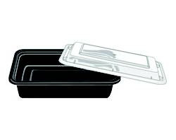 KARI OUT COMPANY MT8450B CONT RECT 56 OZ COMBO W/CLR LID BLK