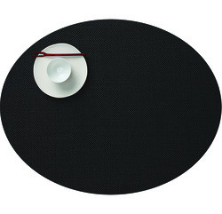 CHILEWICH SULTAN LLC 100195-002 PLACEMAT MINI BASKETWEAVE BLACK OVAL 12X
