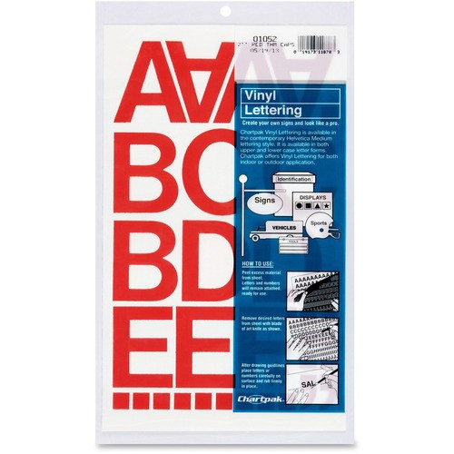 CHARTPAK, INC 01052 VINYL NUMBERS/LETTERS,CHARTPAK,2",RED