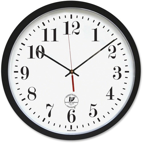 CHICAGO LIGHTHOUSE 67403302 CLOCK, 16.5 BLACK CONTEMPORARY ATOMIC